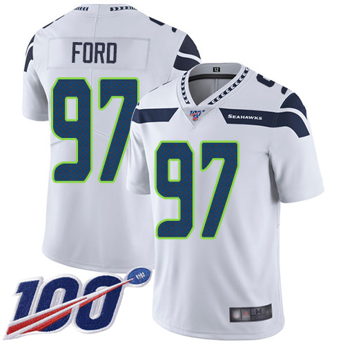 Seattle Seahawks Limited White Men Poona Ford Road Jersey NFL Football #97 100th Season Vapor Untouchable